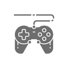 Vector joystick, gamepad, gaming device grey icon.
