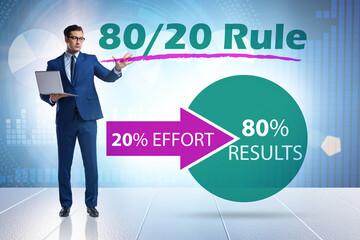 Businessman in pareto rule illustration