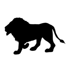 Black silhouette of an animal lion on a white background.Vector illustration.