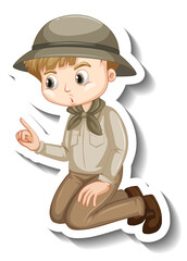 A sticker template of boy cartoon character