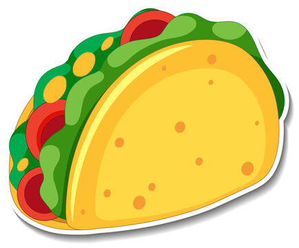 Taco sticker on white background