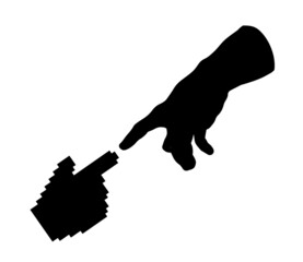 Hands of the creation of Adam. Vector drawing