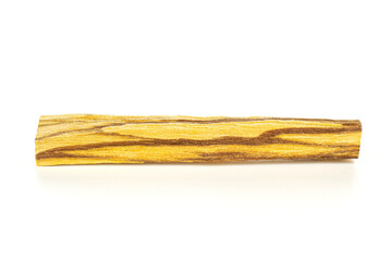 One whole palo santo stick isolated on white background