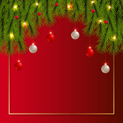 Fototapeta na wymiar Christmas Background Decoration With Red White Christmas Ball