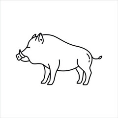 Wild Boar Vector Illustration, outline icon