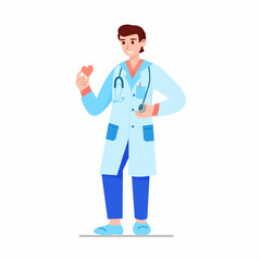 Fototapeta premium Cardiologist doctor frontline character. February National Heart Month.