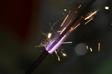 Bengal fire for the New Year (sparks and light)