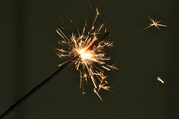 Bengal fire for the New Year (sparks and light)