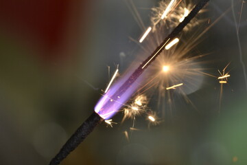 Bengal fire for the New Year (sparks and light)