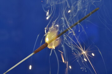 Bengal fire for the New Year (sparks and light)