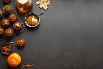 Autumn Pumpkin Muffins with Salted Caramel, Pecan and Tea