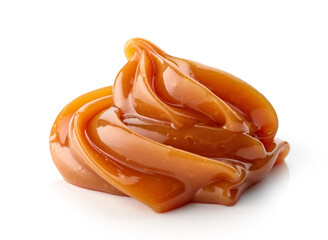 melted caramel on white background