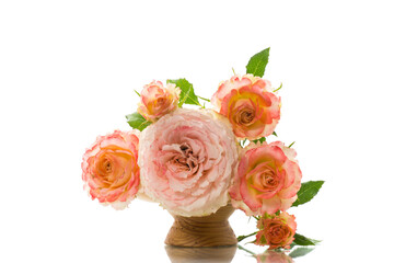 bouquet of beautiful roses isolated on white