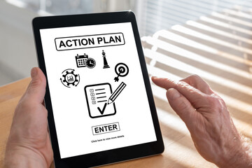 Action plan concept on a tablet