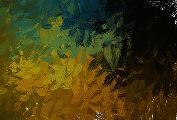 Dark Green, Yellow vector texture with abstract forms. - obrazy, fototapety, plakaty