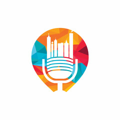 Urban podcast vector logo design template. Podcast city logo concept.