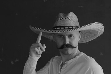 vintage mustache sambrero hat, mexican macho hat