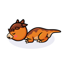 Cute little pachycephalosaurus dinosaur cartoon sleeping