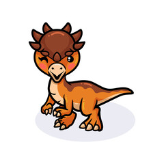 Cute little pachycephalosaurus dinosaur cartoon