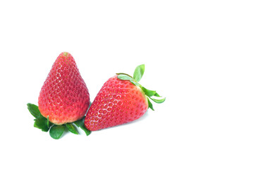Fresh strawberry on white background. Close up of a strawberry.