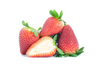 Fresh strawberry on white background. Close up of a strawberry.