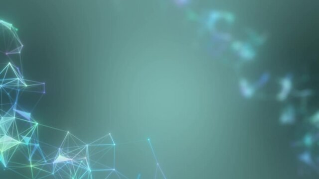 Beautiful blurry image of the circular motion of the crystal structure. In the left corner of the screen, the image is in focus. Seamless loop.