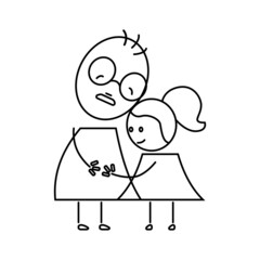 grandfather and granddaughter hug. Love for your family and friends. Day of the Elderly.