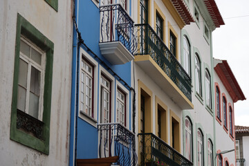Fototapeta na wymiar The colorful palaces of Angra do Heroismo, Terceira island, Azores