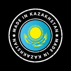 Made in Kazakhstan text emblem badge, concept background