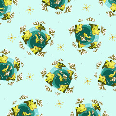 spring earth scenery pattern illustration