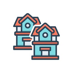 Color illustration icon for houses