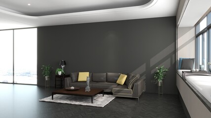 modern office lobby waiting room for company logo mockup