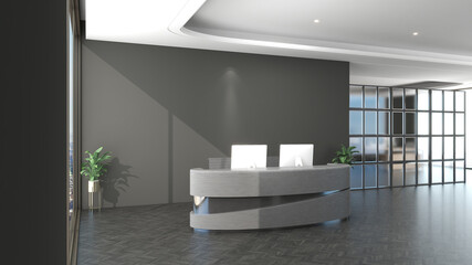 blank office wall in receptionist room for company logo mockup