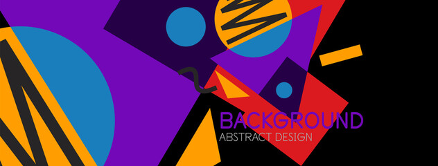 Abstract background. Blocks, lines, triangles, circles composition. Techno or business concept for wallpaper, banner, background, landing page