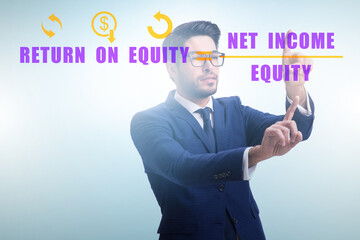 Businessman in return on equity concept