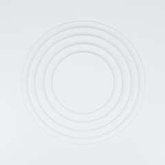 Minimal Circle Geometry Shapes White color object on topview. 3D Render minimal idea.