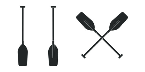 Oars graphic icons set. Oars for the alloy isolated signs on white background. Vector illustration