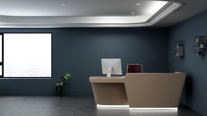 blank office wall in receptionist room for company logo mockup