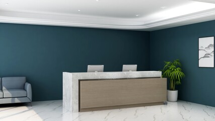 blank office wall in receptionist room for company logo mockup
