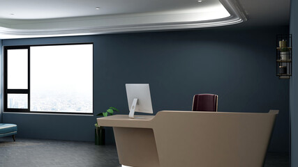 blank office wall in receptionist room for company logo mockup