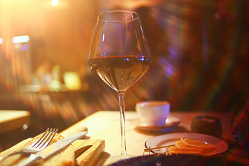 table setting in restaurant dinner abstract view interior hotel