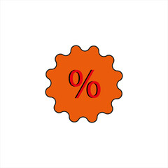Orange percent icon on a white background. Vector illustration.