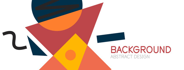 Abstract background. Blocks, lines, triangles, circles composition. Techno or business concept for wallpaper, banner, background, landing page