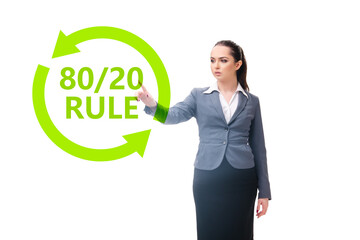 Businesswoman in pareto rule illustration