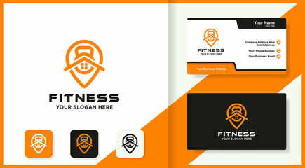 Fototapeta na wymiar home fitness location logo and business card design