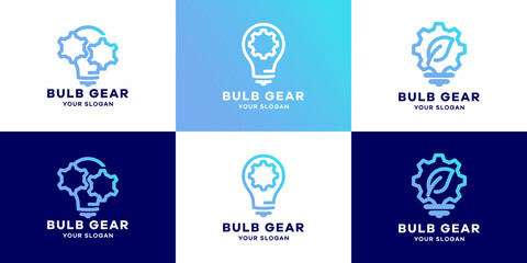 bulb gear logo design use out line concept