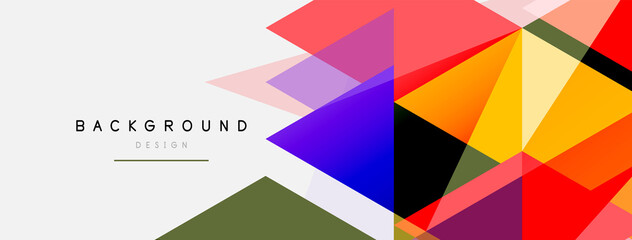 Obraz premium Color triangles composition, geometric abstract background. Techno or business concept, pattern for wallpaper, banner, background, landing page