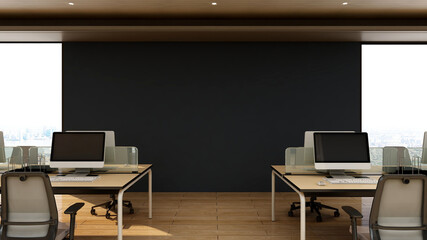 a blank wall in the office room for company logo mockup