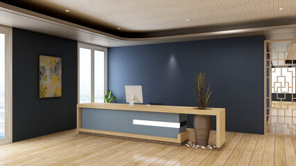 blank office wall in receptionist room for company logo mockup