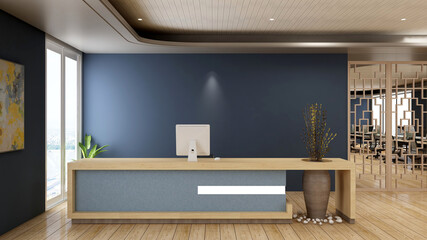 blank office wall in receptionist room for company logo mockup